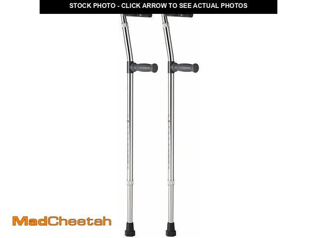Lot 74-13382415 - Medline Aluminum Forearm Crutches, Adult, Cuff Size 4", Pack of 2 - UNUSED