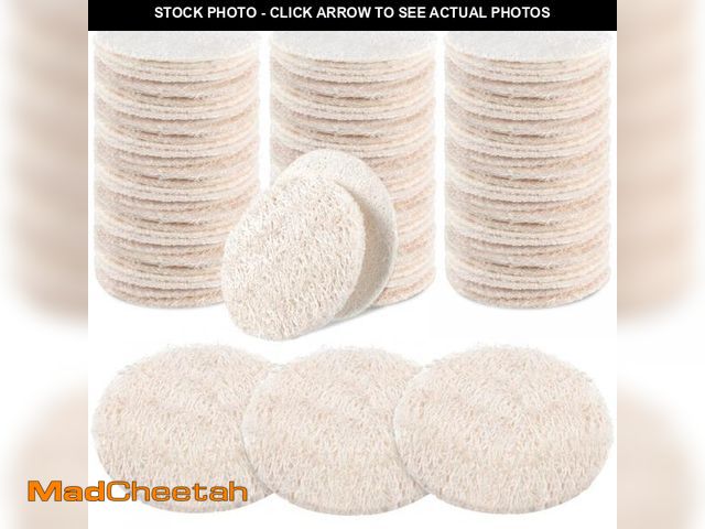 Lot 74-12304346 - Bokon 100 Pcs Loofah Exfoliating Face Pads 2.36 Inches Round Natural Loofah Sponge Loofah Body Face ...