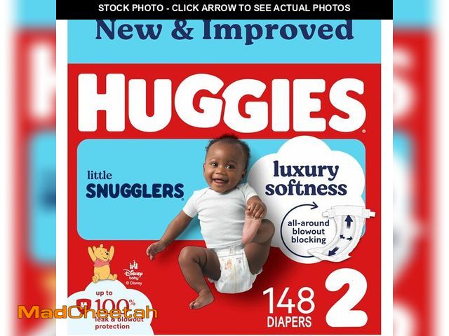 Lot 74-14349483 - Huggies Size 2 Diapers, Little Snugglers Baby Diapers, Size 2 (12-18 lbs), 148 Count, Packaging May ...