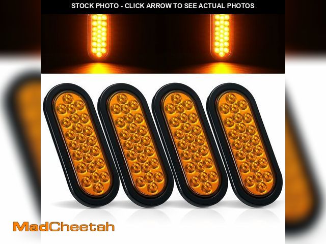 Lot 74-13629214 - PVerandio 4Pcs 6.3" Oval LED Strobe Lights Amber 24 LED Trailer Tail Lights 6.3 Inch Oval LED Strobe...
