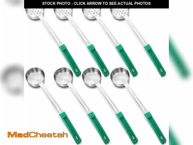 Lot 74-14353846 - (MISSING 2)Teenyyou 8 Pcs Portion Control Serving Spoons Portion Scoops Cups Solid and Slotted Stain...