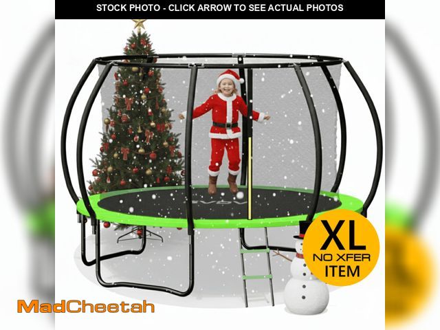 Lot 74-13108893 - GVDV Outdoor Trampoline, 12' Backyard Recreational Pumpkin Trampoline for Kids with Enclosure - UNUS...