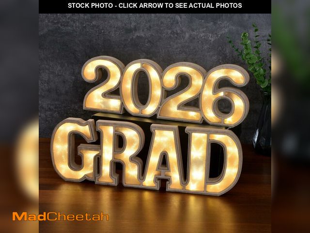 Lot 74-14143486 - 2026 Grad Light Up Letters, Wooden Graduation Marquee Letters with LED, Grad Sign for Table Centerpi...