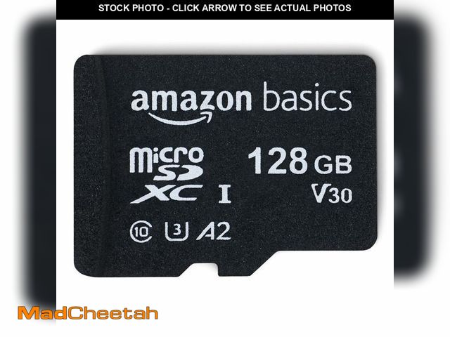 Lot 74-13622364 - Basics microSDXC Memory Card with Full Size Adapter, A2, U3, Read Speed up to 100 MB/s, 128GB, Black...