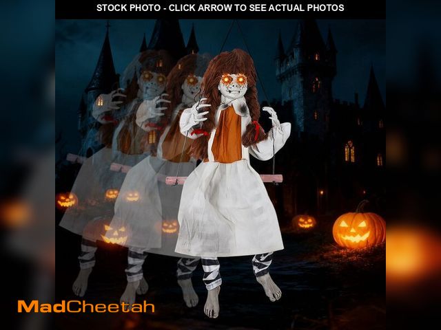 Lot 74-12973777 - Joliyoou Halloween Decorations Outdoor, 31.5" H Sound Activated Hanging Girl Sitting on A Swing with...