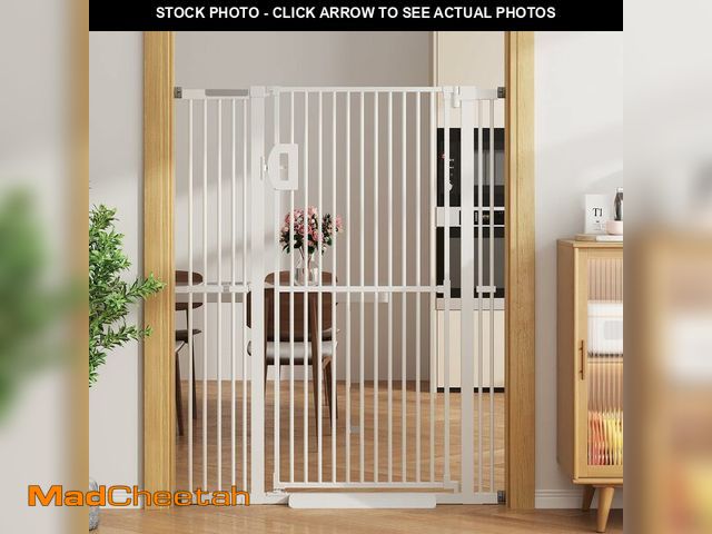 Lot 74-14612692 - Jekriuet 57" Extra Tall Pet Gate, 27.5"-38.5" Wide, White - UNUSED