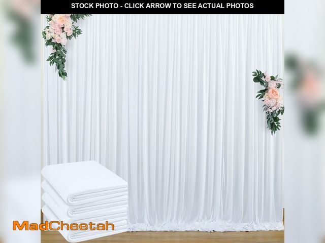 Lot 74-12599483 - 20 ft x 10 ft Wrinkle Free White Backdrop Curtain for Wedding Parties, Polyester Photo Backdrop Drap...