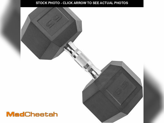 Lot 74-13076133 - CAP Barbell Coated Hex Dumbbell with Contoured Chrome Handle, Single, 65 Pounds - UNUSED