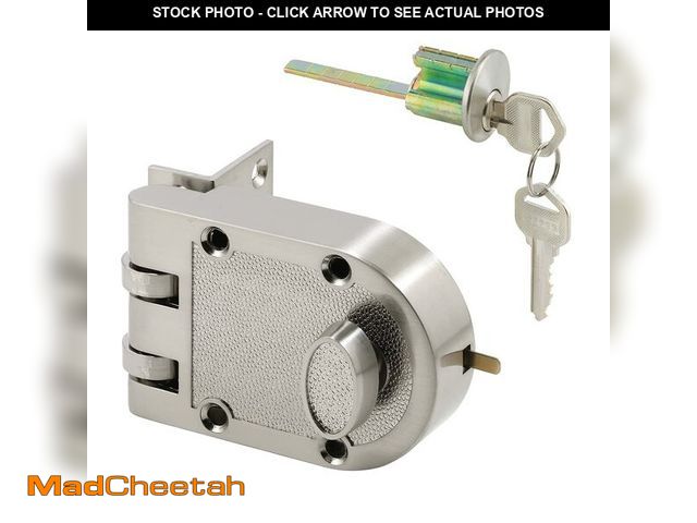 Lot 74-14212643 - Prime-Line U 10817 Deadlock, Jimmy-Resistant, Single Cylinder Door Lock with a Satin Nickel Finish (...