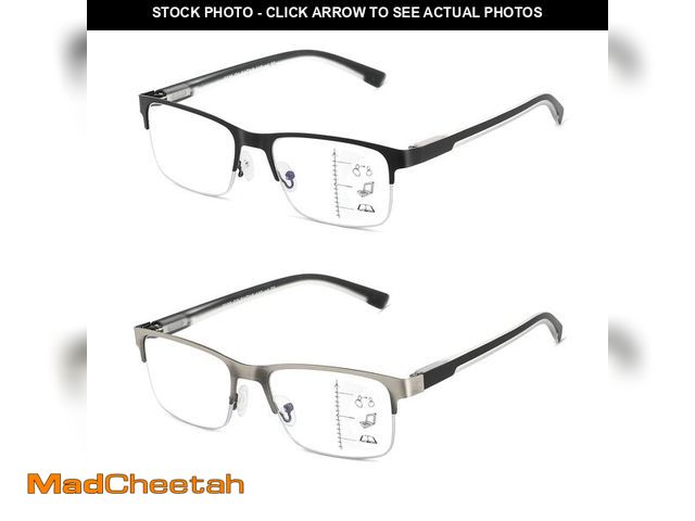 Lot 74-14050868 - Multifocus Reading Glasses Men Progressive Multifocal Blue Light Computer Reader Half Frame Metal Ex...