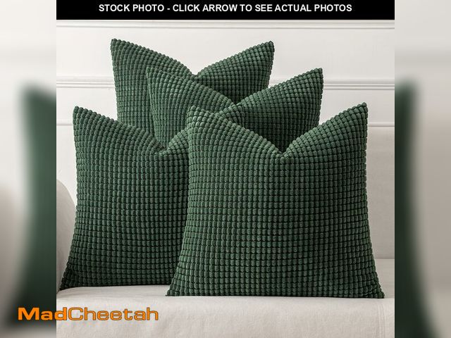 Lot 74-12703681 - MIULEE Boho Farmhouse Throw Pillow Covers 20x20 Inch Set of 4 Soft Neutral Covers Christmas Dark Gre...