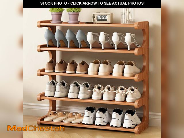 Lot 74-12679965 - 4/5/6 Tier Bamboo Shoe Rack â Wooden Shoe Organizer Shelf for Entryway, Closet, or Garage, Holds U...