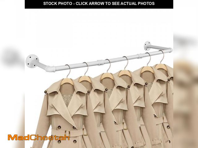 Lot 74-12050017 - Jeasor Industrial Iron Pipe Clothes Hanging Bar DIY Wall-Mounted Garment Rack Heavy Duty Clothing Ra...