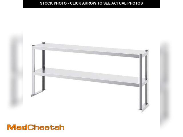 Lot 74-12771622 - Double Overshelf 60 in. L x 12 in. W Double Stainless Steel Overshelf Height Adjustable Kitchen Util...