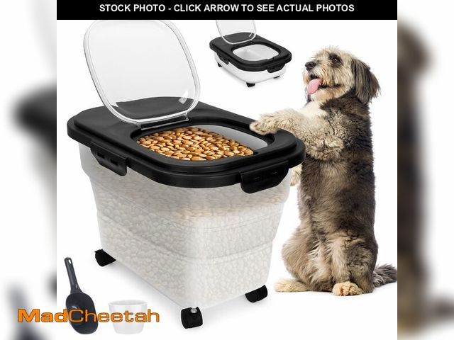 Lot 74-13550540 - YECERCAN Dog Food Container, Collapsible Pet Food Storage Container 17-20 lb with Rolling Wheels &am...