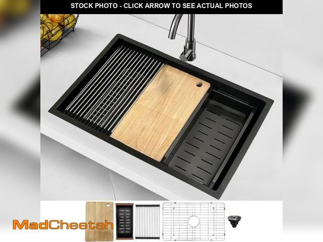 Lot 74-12319915 - 33" Undermount Kitchen Sink Workstation Ã¢â¬â 16 Gauge Stainless Steel Single Bowl Sink with Acce...