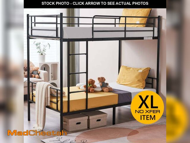 Lot 74-13053544 - (MISSING HARDWARE) Zimtown Twin over Twin Steel Bunk Beds Frame, 78" x 42" x 65" with Ladder Bedroom...