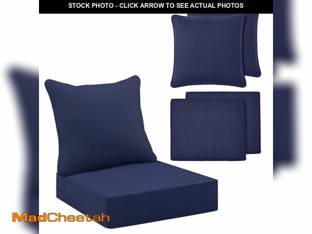 Lot 74-14153791 - Tingjoo 2 Set 24x24x4 Inch Outdoor Chair Cushions Covers, Waterproof UV Resistant Patio Cushion Repl...