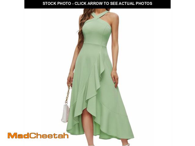 Lot 74-14331557 - Bbonlinedress Green Summer Cocktail Wedding Guest Easter Formal Hi Low Ruffled Dress Homecoming Teen...