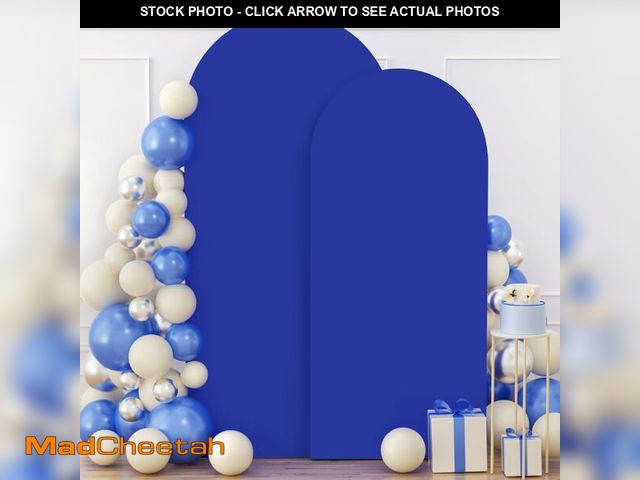 Lot 74-14059548 - FUHSY Set of 2 Wedding Arch Cover 6FT, 7.2FT Backdrop Cover Arch Spandex Fabric Royal Blue Arch Stan...