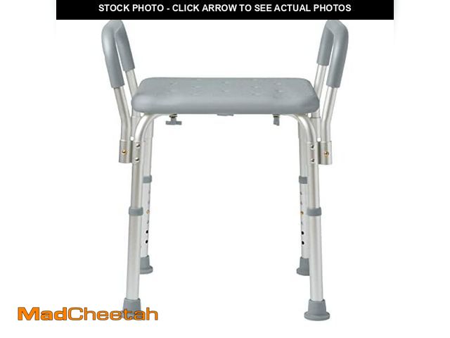 Lot 74-12633206 - Medline Backless Shower Chair with Arms - 350 lb. capacity, Bench, Stool, Seat for Elderly, Seniors ...