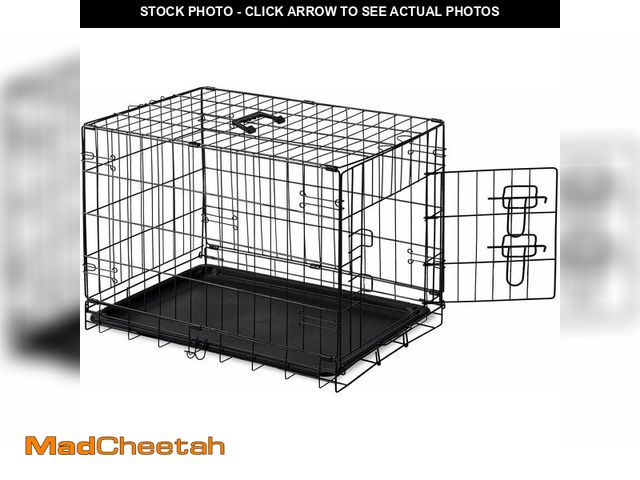 Lot 74-14304823 - DUMOS Dog Crate, 30 Inch Small Medium Single Door Dog Cage with Plastic Leak-Proof Pan Tray, Folding...