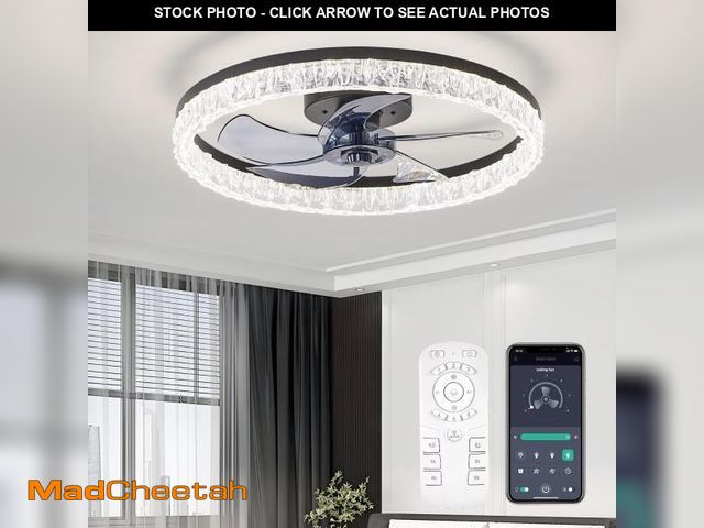 Lot 74-12139253 - (MISSING HARDWARE) FTZVRD Ceiling Fans with Lights and Remote, 20" Modern Low Profile Ceiling Fan, S...