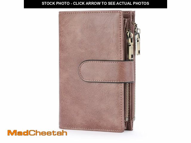 Lot 74-12712377 - GOIACII Womens Wallets Rfid Credit Card Holder with 2 Zipper Pockets, 3 ID Windows Ladies Purse Leat...