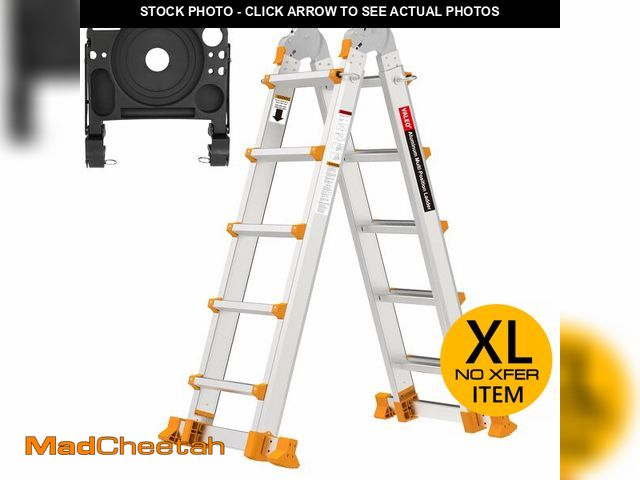 Lot 74-12689904 - Valeo Ladder 17 FT, A Frame 5 Step Ladder Extension,Multi Position &amp; Storage Folding Ladder, 330...