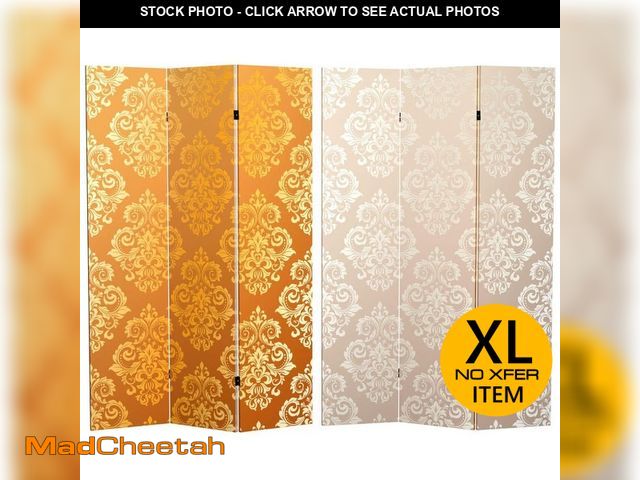 Lot 74-12465317 - RED LANTERN Baroque Wallpaper 6 ft. Printed 3-Panel Room Divider - UNUSED