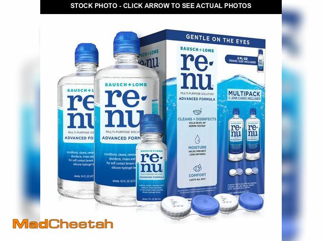 Lot 74-13964811 - Renu Contact Lens Solution, Advanced Formula, Multi-Purpose Solution with Lens Case, Gently Cleans, ...