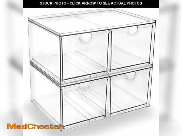 Lot 74-14384287 - Prsildan Acrylic Storage Drawers Clear Makeup Organizer with 4 Drawers - UNUSED