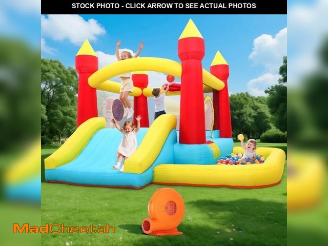 Lot 74-12482562 - Toiyjofe Toddler Bounce House with Blower &amp; Slide, Inflatable Bouncer with Ball Pit for Kids 3-6...