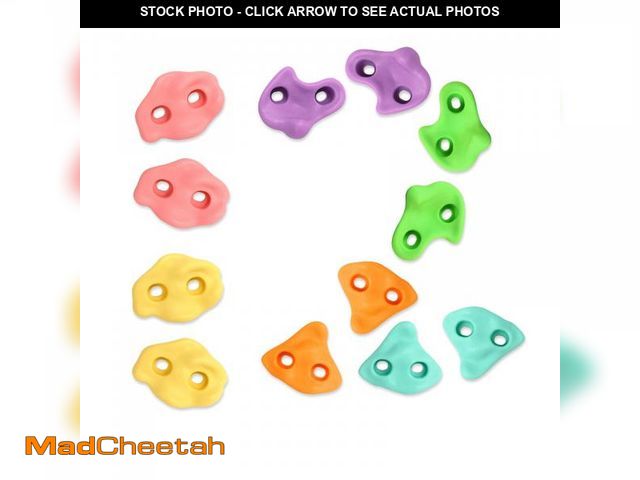 Lot 74-11557823 - TOPNEW 12PCS Climbing Holds for Kids, Rock Wall Climbing Kit with Hardware for Indoor and Outdoor Cl...