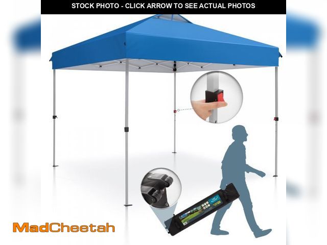 Lot 74-12402131 - Summit Living 10 x 10 ft Pop-up Canopy Tent Straight Legs Instant Canopy for Outside with Wheeled Ba...