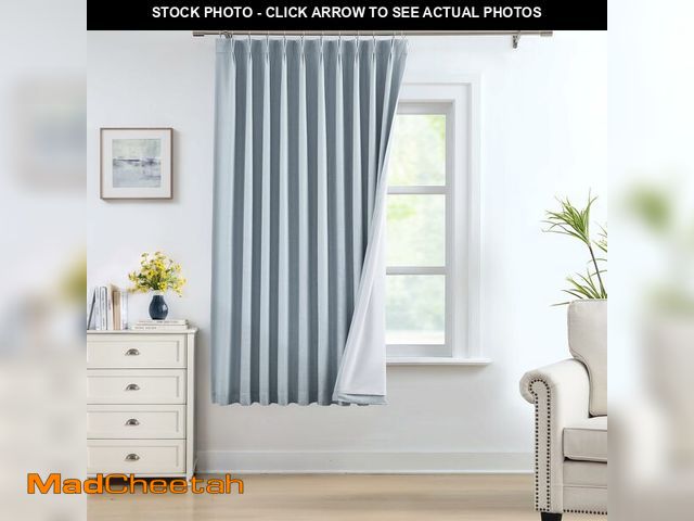 Lot 74-13953356 - Pinch Pleated Blackout Curtain Panels with Full Blackout Liner Linen Texture Window Treatment Sets w...