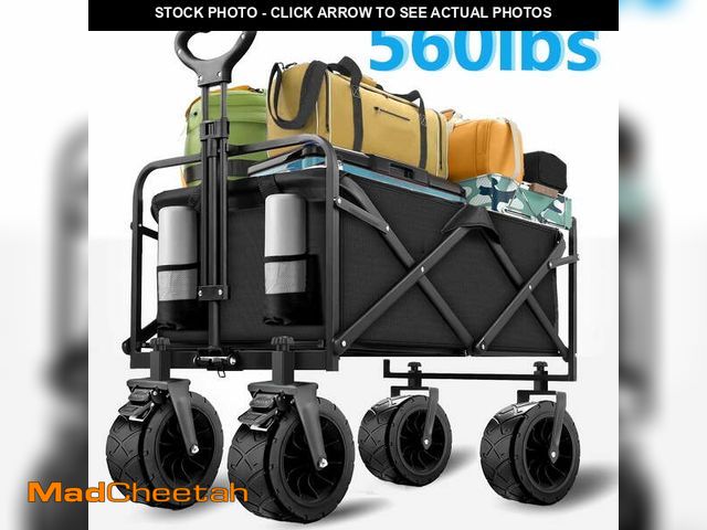 Lot 74-12781782 - Qunler 560lbs Large Collapsible Wagon Cart, Foldable Heavy Duty Big Bucket Cart Wagon with Side Stor...