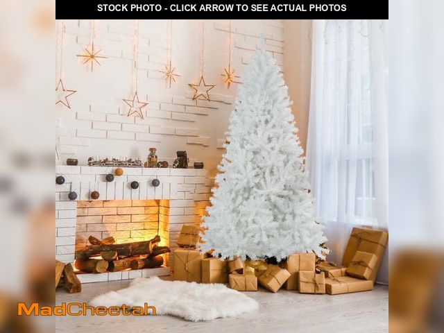 Lot 74-12764065 - JUSTLET Christmas Tree, 6FT Artificial Christmas Tree W/ 1000 PVC Branch Tips, Unlit, White - UNUSED