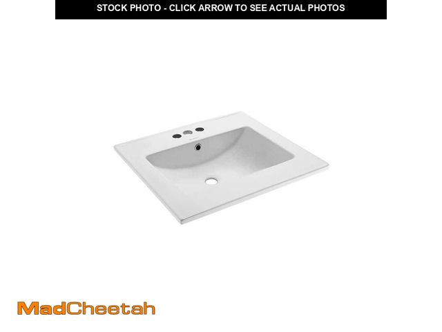 Lot 74-13789084 - (MISSING HARDWARE) Swiss Madison 24 in. Ceramic Vanity Top with 3-Faucet Holes with White Basin - US...