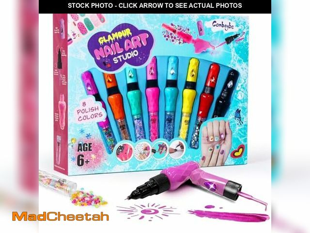 Lot 74-12708768 - 8-Count Nail Art Pen Set for Kids, Non-Toxic Nail Polish &amp; Glitter with Doodle Tip, Nail Art Kit...