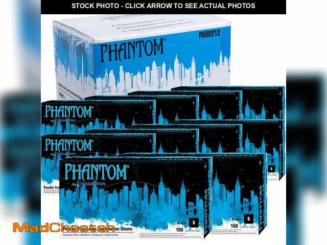 Lot 74-14304562 - Adenna PHM912 Phantom 6 Mil Powder-Free Latex Gloves, Medical Grade, Black, Small, (Pack of 1000) - ...