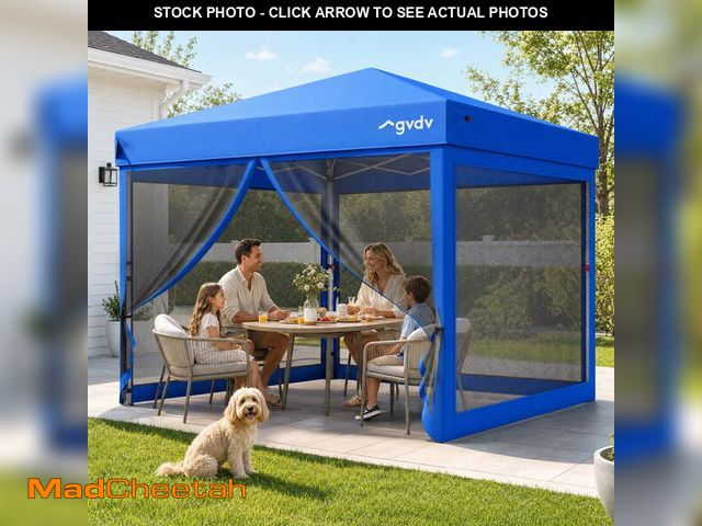 Lot 74-14435623 - GVDV 10x10ft Easy Pop-Up Canopy, Outdoor Screen Tent with Mosquito Netting, 2 Zipper Doors, and Carr...