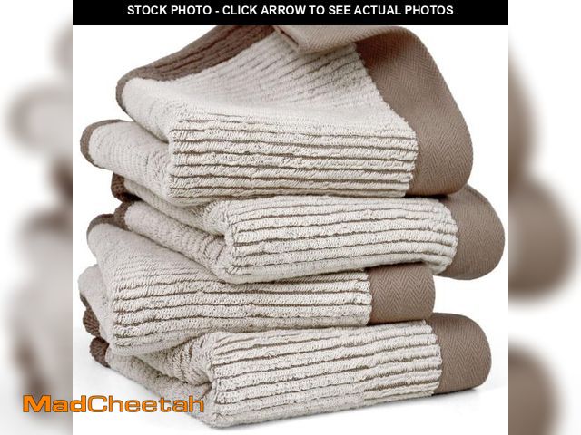 Lot 74-12214427 - Cleanbear Hand Towels for Bathroom Set of 4, Jacquard Weaved Cotton Face Towels, 28 x 13.7 Inches (L...