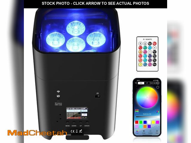 Lot 74-13566694 - Battery Powered Uplights Rechargeable Par Can 6x18W RGBWA+UV LED Uplight 9600 mAh APP/Remote/DMX512 ...