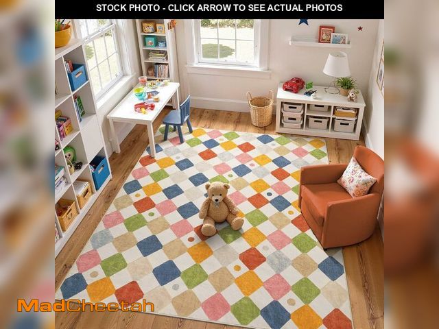 Lot 74-13709882 - jinchan Macy Area Rug 8x10 Kids Washable Rug Indoor Floor Cover Non Slip Modern Soft Rug Playroom Di...