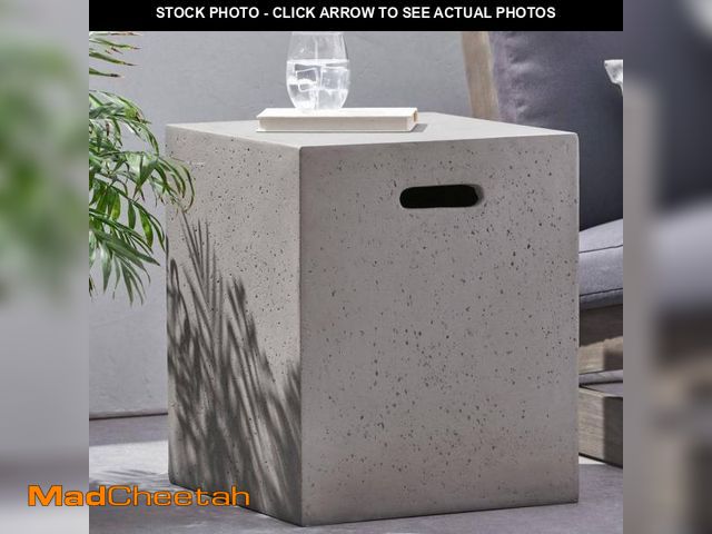 Lot 74-12518051 - ToolCat Light Gray MGO Concrete Outdoor Patio Tank Holder Side Table Fire Pit Cover - UNUSED