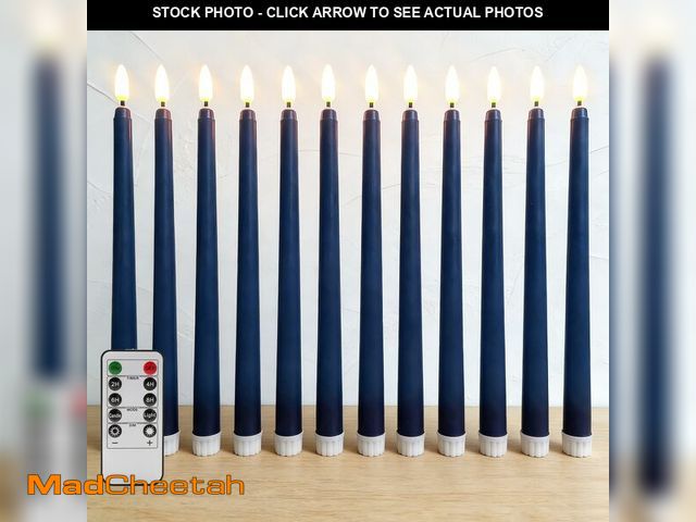 Lot 74-14429836 - Ni-JASW Navy Blue Flameless Taper Candles with Remote Timer, Flickering Battery LED Candlesticks Wed...