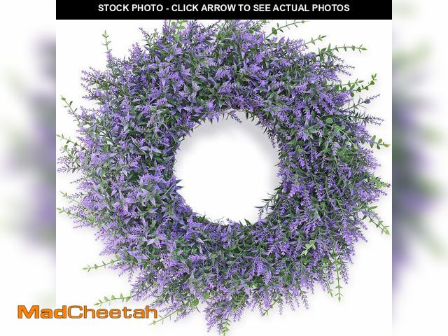 Lot 74-13956993 - 26" Lavender &amp; Eucalyptus Wreath for Front Door, Porch, Window - Large Artificial Greenery Outdo...