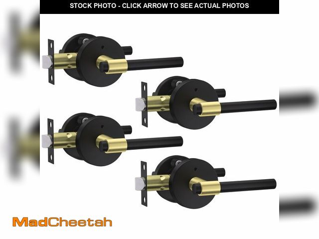 Lot 74-12712394 - goldenwarm 4 Pack Black and Gold Interior Door Handle, Privacy Lever Door Handle, Interior Door Leve...