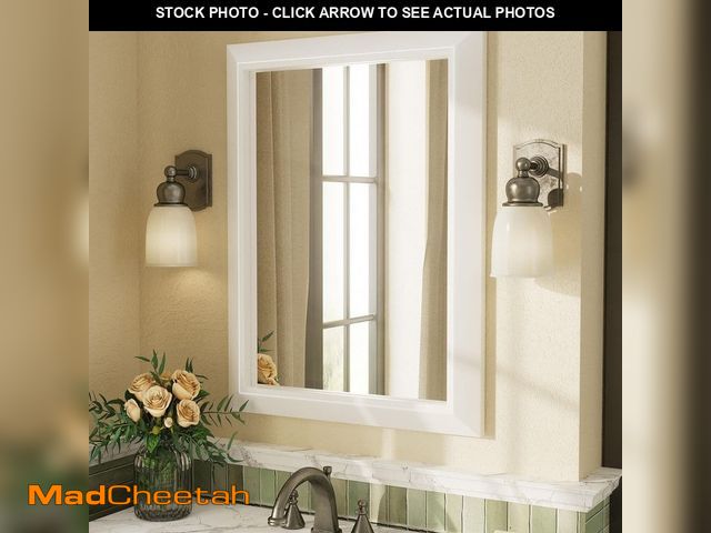 Lot 74-12792034 - Apmir 16 in. W x 24 in. H Rectangular Aluminum Alloy Framed and Tempered Glass Wall Bathroom Vanity ...